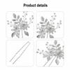Bridal Wedding Hairpin White Flower Leaf Design Crystal U Pin For Elegant Hairstyles
