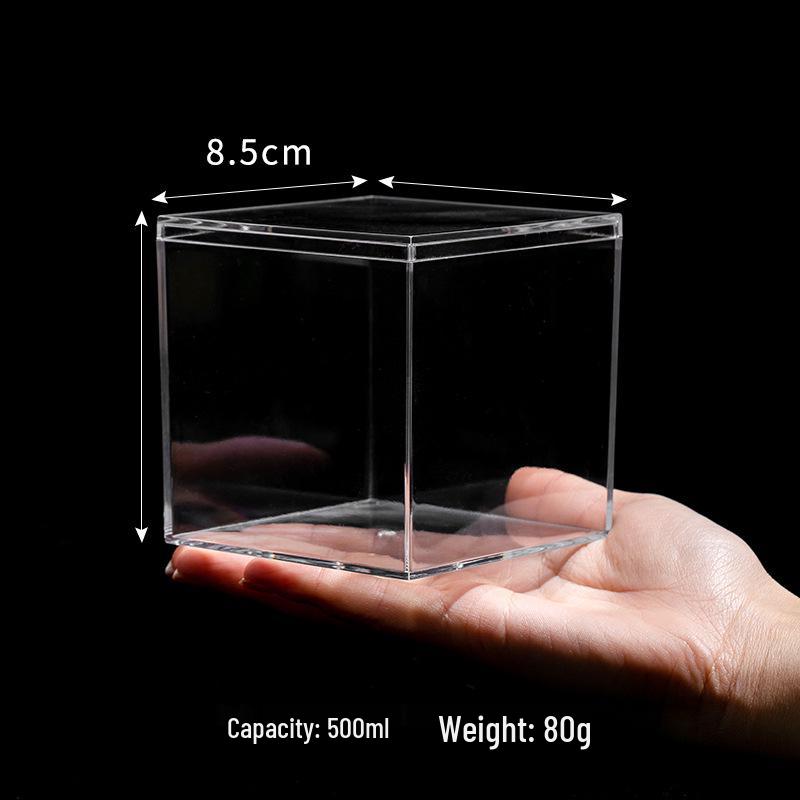 Transparent Square Acrylic Storage Box for Figures - Dustproof Food-grade Plastic, PS Wedding Candy Box with Lid