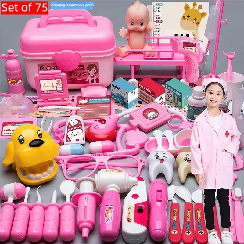 Arzt Krankenschwester Rollenspiel Set Medizinische Werkzeuge Mit Stethoskop Spritzen In Einer Spielzeug-Trolley-Box Ideales Geschenk für Kinder Jungen Mädchen