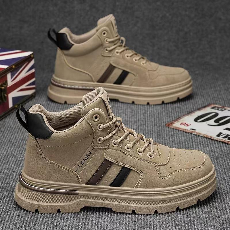 Męskie buty wysokie wiosna i jesień 2024 nowe buty męskie sportowe i rekreacyjne do pracy w stylu retro na grubej podeszwie odporne na zużycie buty typu board
