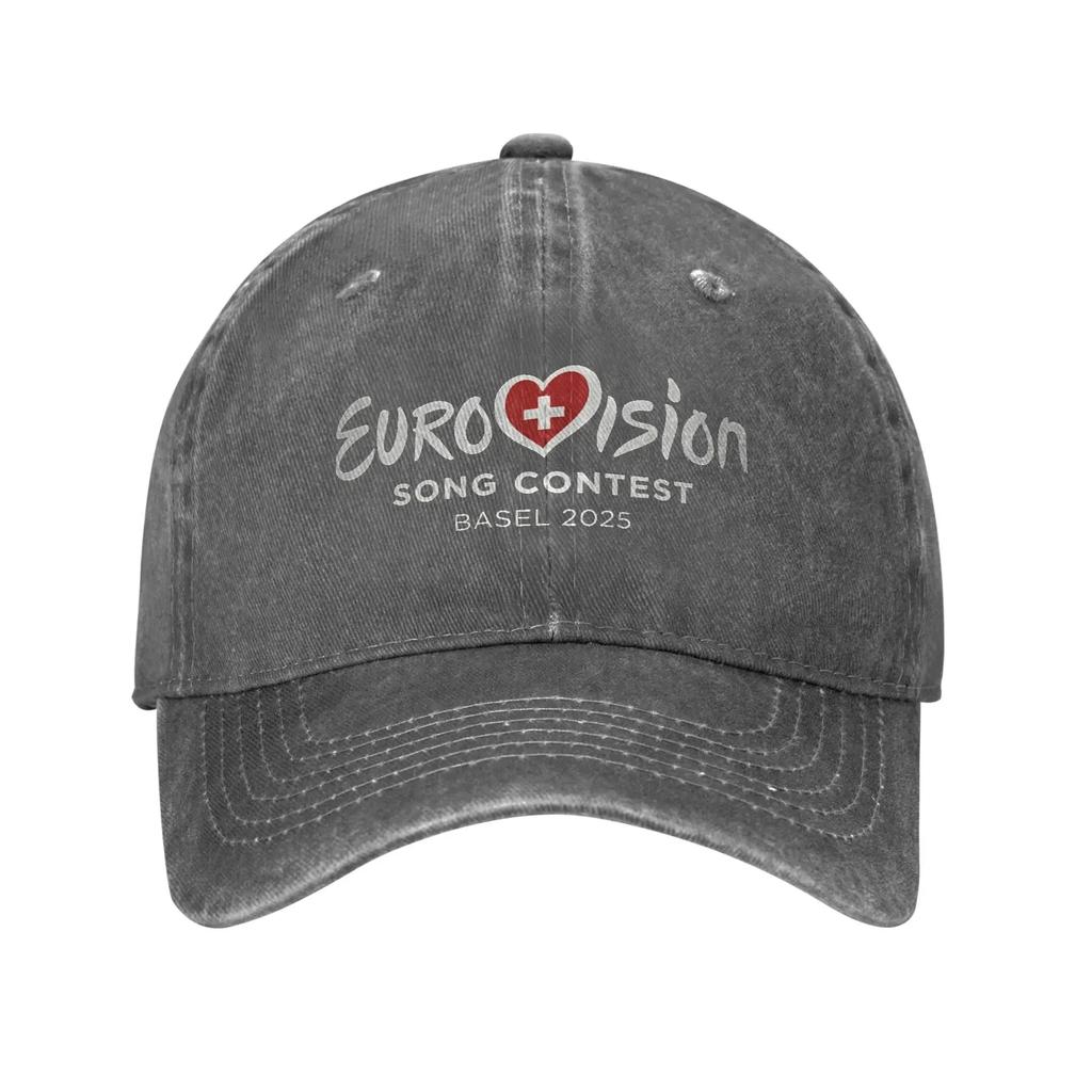 E-Eurovisions Song Contest 2025 Unisex Women Baseball Cap Switzerland Distressed Denim Washed Hats Retro Outdoor Adjustable Sun Cap