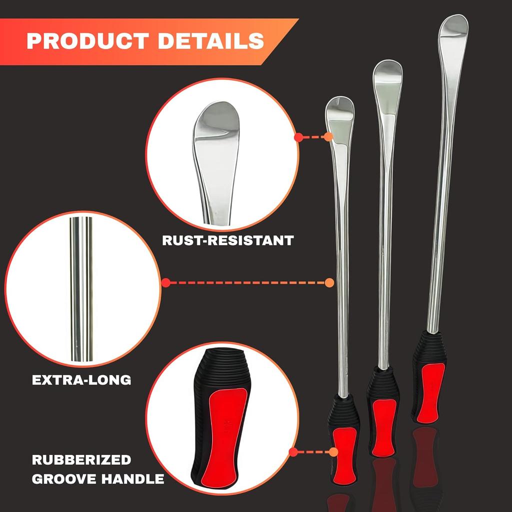 14.5” Steel Tire Spoons Tool Set - Tire Removal Tool, Motorcycle Tire Changer, Tire Changing Kit With 3 Piece Tire Spoons And Rim Protector, 6