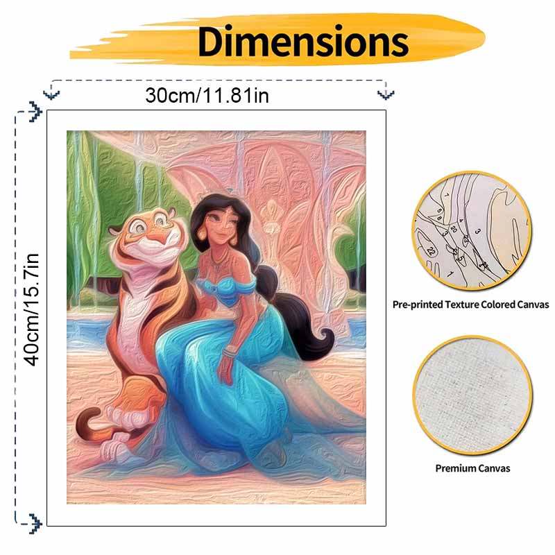 Disney oil painting Jasmine and Rajah handmade diy art painting home decoration