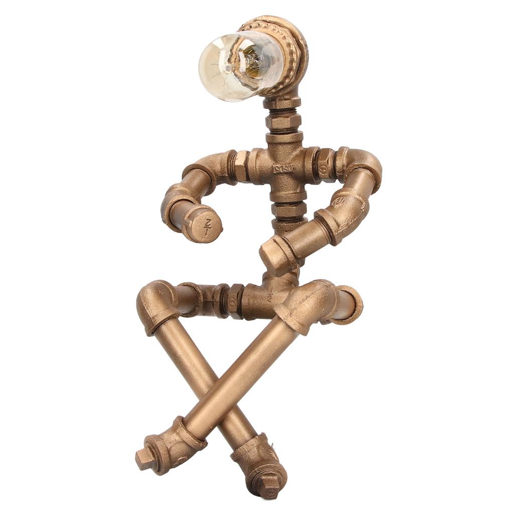 Retro Desk Lamp Unique Pipe Robot Shape E27 Exquisite Vintage Table Lamp for Home Living Room Cafes