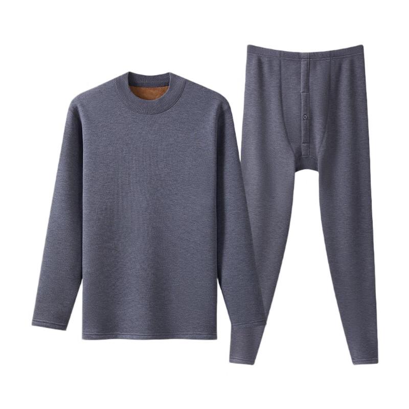 

THREEGUN Men s Wool Blend Thickened Semi-High Collar Thermal Underwear Set XL