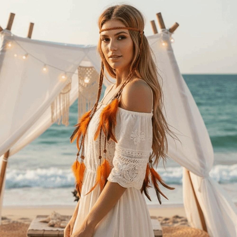 Vibrant Orange Plumage Tribal Hair Extension Feather Hair Accessories Free-spirited Fashionistas