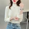 One-piece Velvet Semi-turtleneck Knitted Sweater for Women's New Design Sense Hollow Top Bottoming Shirt Thickened Sweater for Women