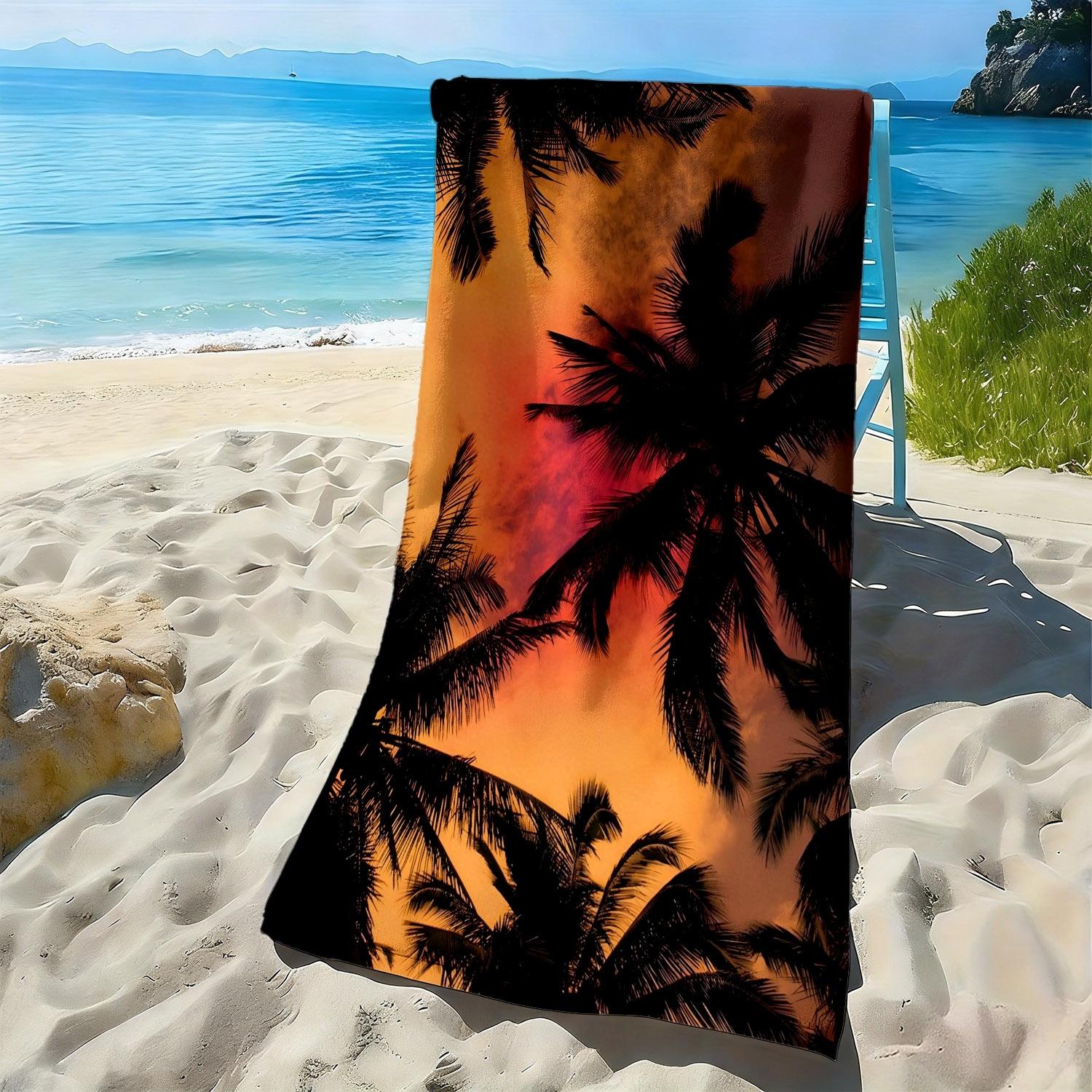 

Palm tree sunset pattern polyester microfiber beach towel is highly absorbent, suitable for swimming and beach outings W40*H60(CM)