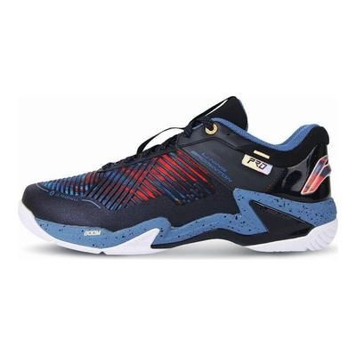 Li Ning Thunder Series Pro Comfortabele Antislip Slijtvaste High-Top Badmintonschoenen Herenschoenen Zwart Blauw AYAT009-4