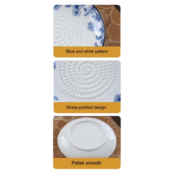 Garlic Grater Plate, Ceramic Ginger Mincer Plate, All-in-One Grinding Mixing Serving Tool for Garlic Ginger Turmeric Cheese Tomato Herb
