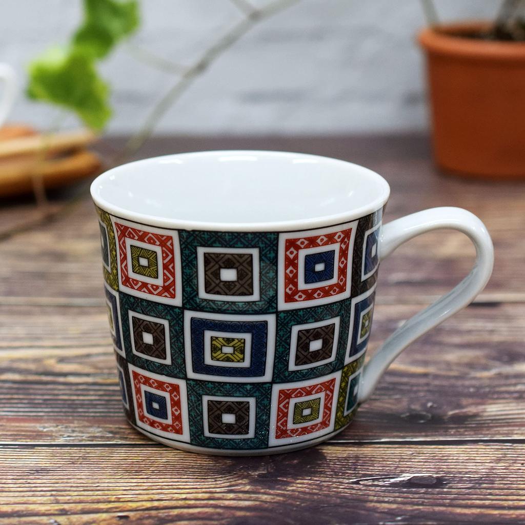 Waza No Kura Kutani Ware Mug with Stone Pavement Design, High-Quality Pottery, Made In Japan, Perfect Gift for 70th Birthday