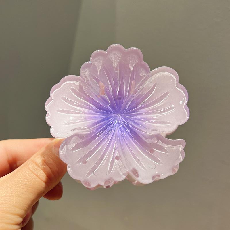 Gradient Flower Acrylic Hair Claw Clip for Women Sweet Hair Claws Crab Clamp Barrettes Hawaiian Headwear Accessories