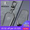 2026 Hot Car Sticker Zinc Alloy Car Remote Key Case Cover for Peugeot 2008 3008 4008 5008 308 408 508 Leather Keychain Shell Key