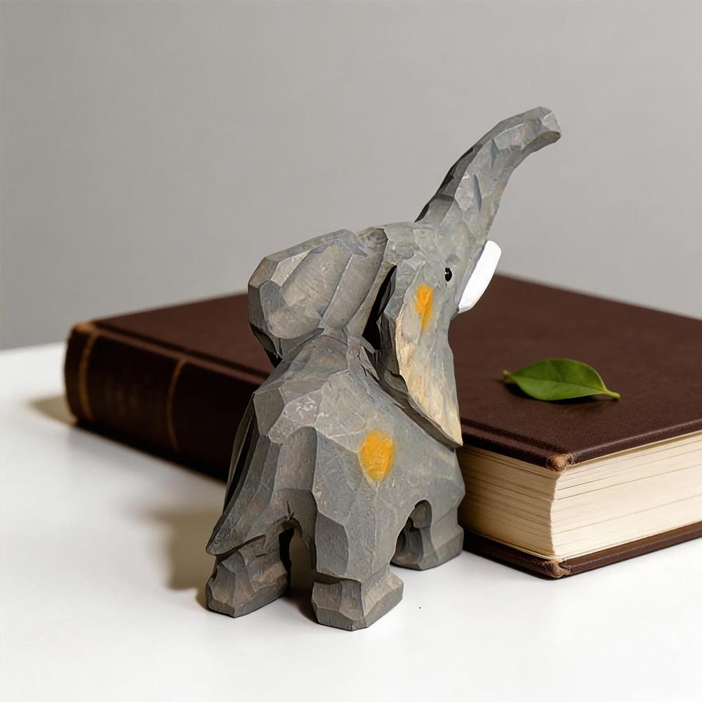 Hand Carved Wooden Elephant Statue Figurine Hand Painted Home Decor Lucky Feng Shui Sculpture Craft Ornament Desk Home Decor