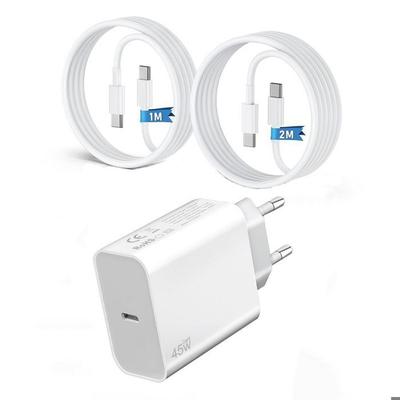 45W USB-C Fast Charger - e.F.Connection - for Samsung A14 A15 A16 A17 A36 A56- 1m and 1.8m Cable - White