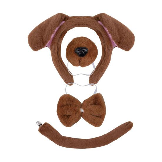 Lot de 2/3/4 cerceaux à cheveux pour oreilles de chien pour adultes et enfants, en peluche, rembourrage en coton, nez, queue, nœud papillon, costume de Cosplay, cadeau de fête d'Halloween de Noël