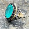 Sterling Silber natürlichen Paraiba Stein Silber Männer Ring, Türkischer Silber Männer Ring, Geschenk für Männer, Paraiba Stein Ring