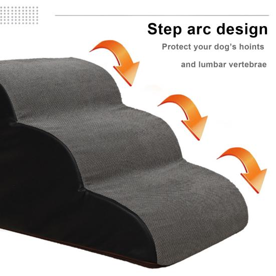 Dog Climbing Ladder 2/3 Step Arc Design Sponge Non-slip Pet Ramp Stairs for Puppy