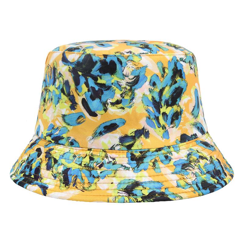 New Summer Women's Sunscreen Breathable Sun Hat Tie-dye Floral Print Bucket Hat Outdoor Sports Casual Fashion Sunshade Basin Cap