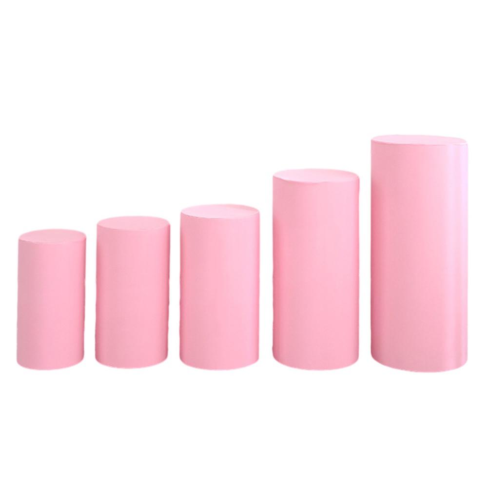 Elegant Cylinder Pedestal Stand Covers for Party Decoration 5pcs Elastic Polyester Material Wide Compatibility and Remove
