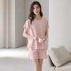 Lyocell Women's Summer Short Sleeve Pajama Set with Chest Pads - Casual Plus Size Home Wear