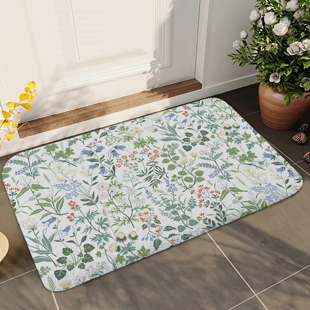 1pc Printed Bathroom Absorbent Mats Anti-Slip Mats Home Decor Supplies Carpets Home Kitchen Floor Mats