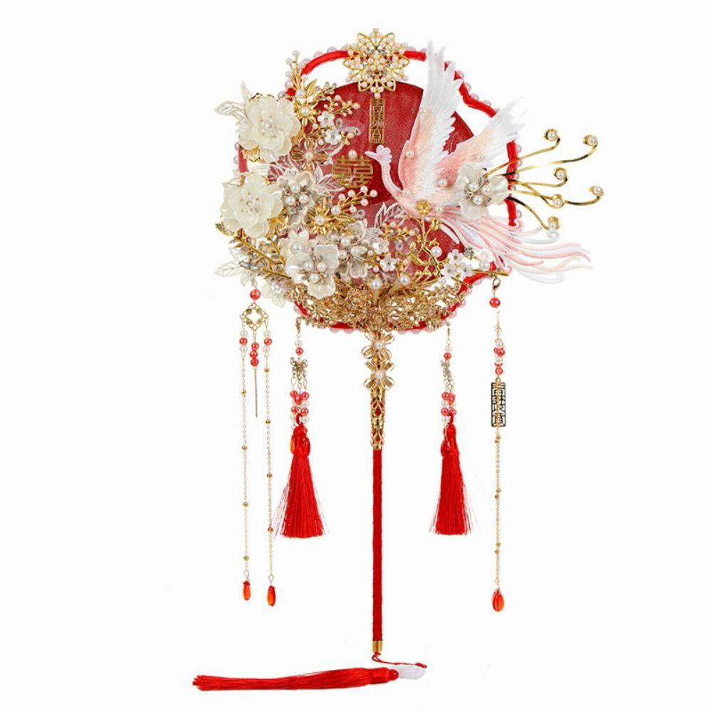 Long Handle Wedding Show Fan Antique Style Bride Hand Held Fan Bride Group Fan  Home Decoration