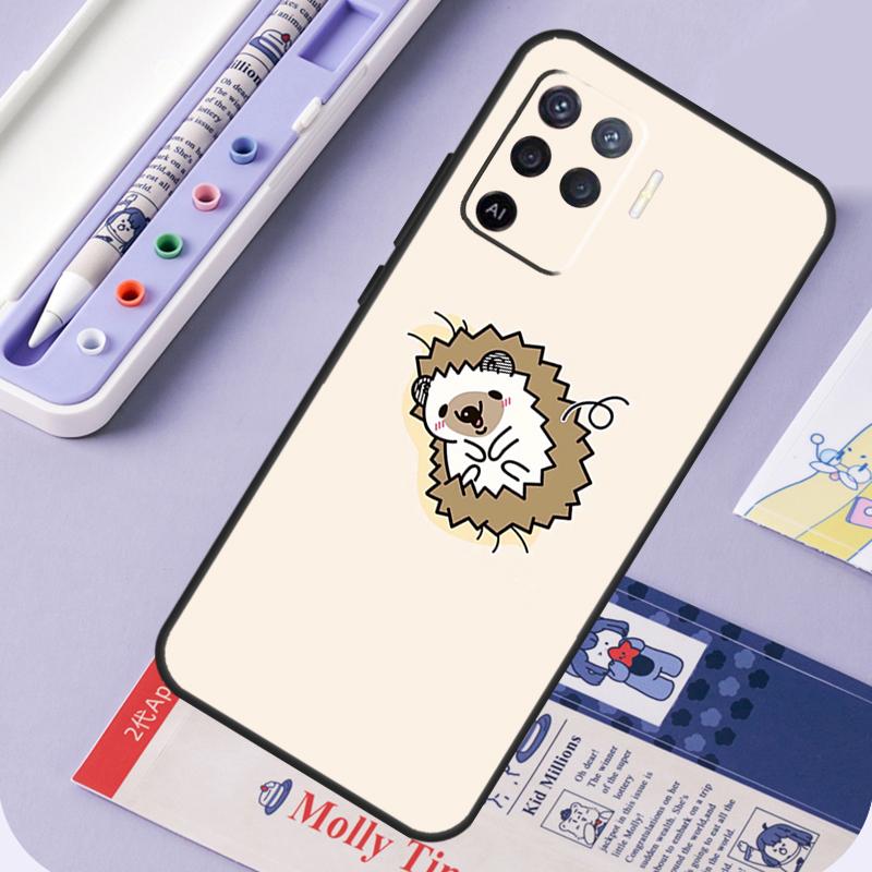Kawaii Hedgehog Heart For Oppo A94 A74 A54 A15 A18 A38 A58 A78 A98 A40 A60 A80 A16 A76 A96 A57 A17 A77 A5 Pro Case