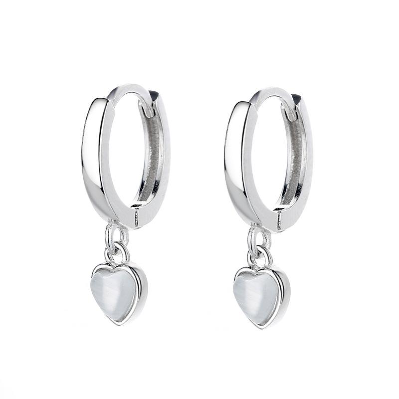 Koreanische S925 Sterling Silber Bunte Opal Herz Clip Ohrringe Für Frauen Mädchen Hochzeit Partei Schmuck Geschenk Weibliche Pendientes