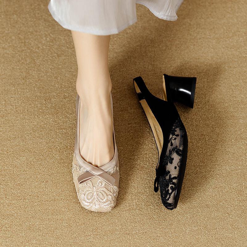Summer Fashion Hollow Out Women Sandals Casual Slip On Party Dress High Heel Ladies Elegant Singbacks Sandalias Shoes