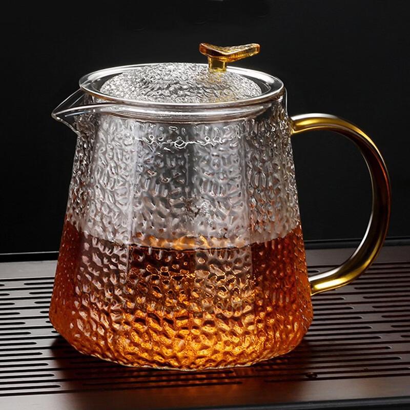Heat-Resistant Hammered Glass Teapot