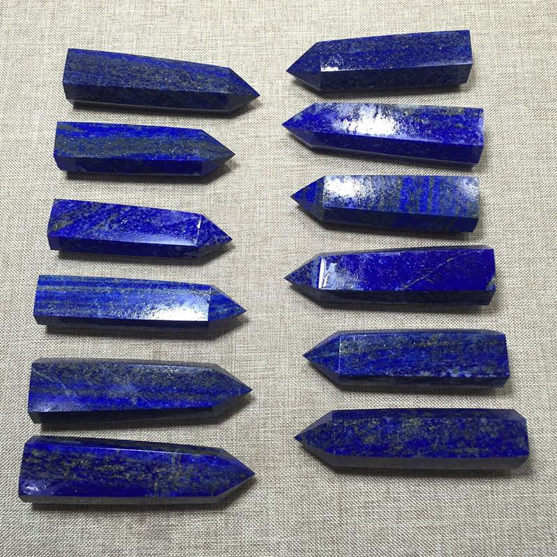 Exquisite Natural Rock Lapis Lazuli Quartz Crystal Stone Point Healing Wand Dark Blue Gift Engaging And Durable