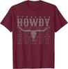 Retro Howdy Cow Bull Skull Cowboy Cowgirl Western Country T-Shirt
