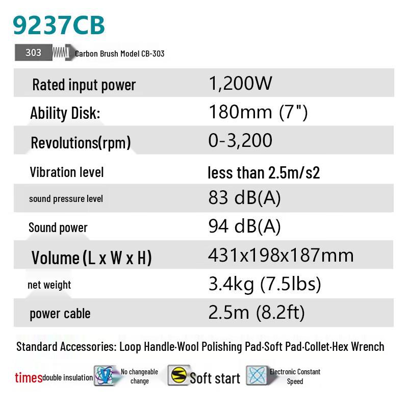 Makita 9237CB Car Rotary Polisher CN plug (adapter included)