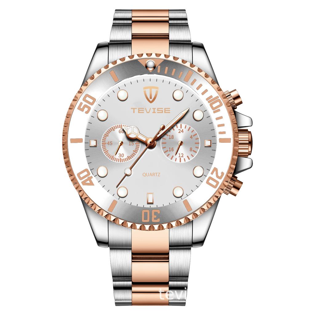 Tevise Men Business Watch Stainless Steel Quartz Watch Date Fashion Casual Watches Sapphire Crystal Watch