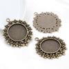 5pcs 25mm Inner Size Antique Silver Plated Bronze And Black Flowers Style Cabochon Base Setting Charms Pendant
