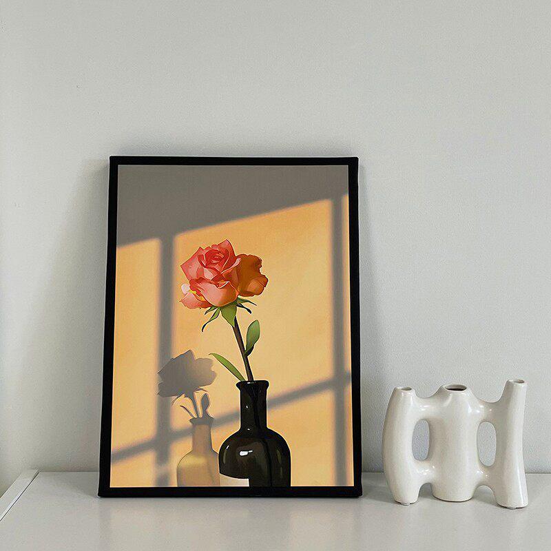 Pintura Decorativa para Sala de Estar - Luz y Sombra: Serie de Curación Floral Fresca, Arte de Pared de Gama Alta de Nicho, Cálido y Artístico