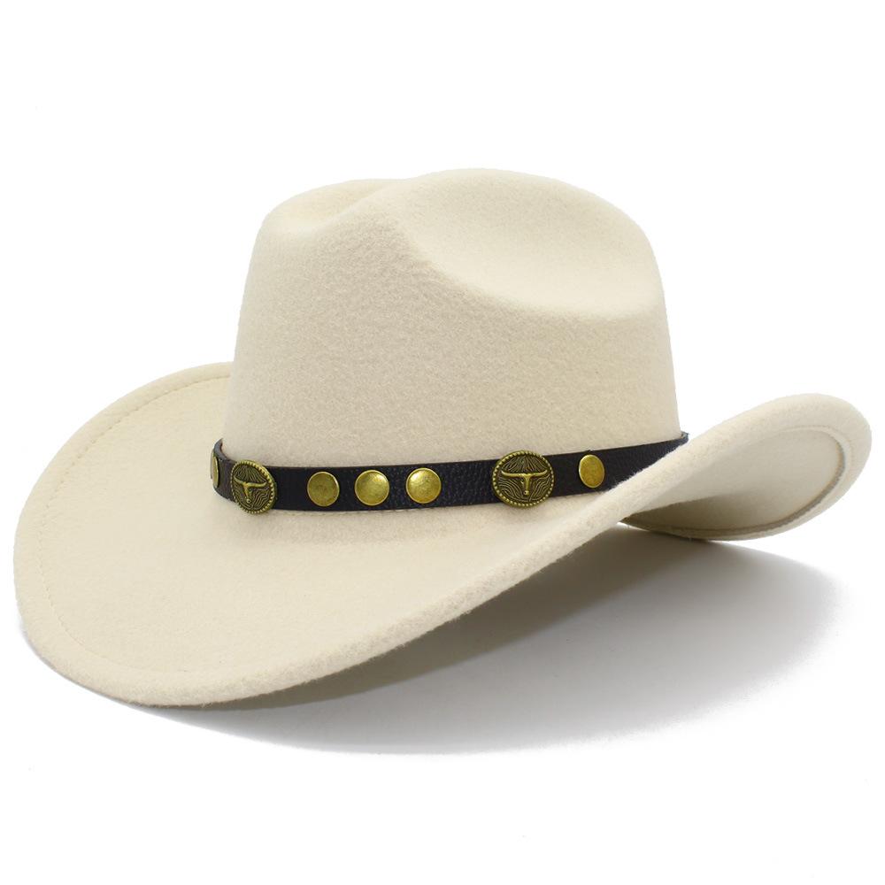 Europe, America, thin fashion explosion, western cowboy hat, personalized bull head accessories, one-word knight hat, simple top hat
