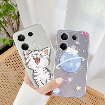 Weiche Silikonhülle mit Katzen-Cartoon-Muster für Xiaomi Redmi Note 13 Pro Poco C65 Samsung A55 A35 M35 S24 iPhone-Kamera-Schutzhülle mit stoßfester Abdeckung