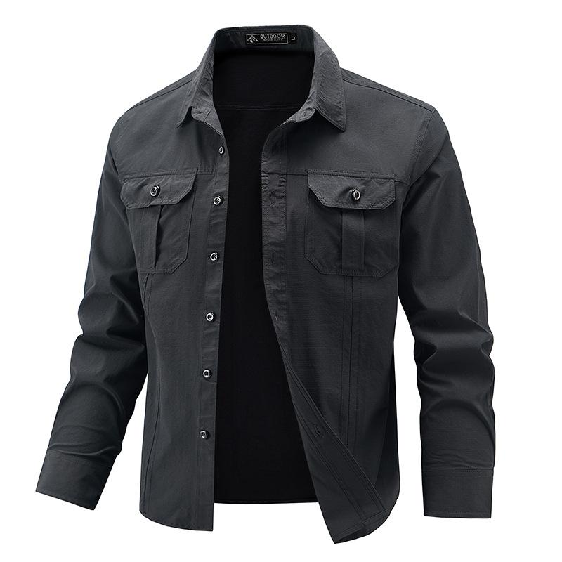 

Рубашка с длинным рукавом мужская повседневная мужская высокоэластичная удобная рубашка большого размера однотонная рабочая рубашка L/55-62KG