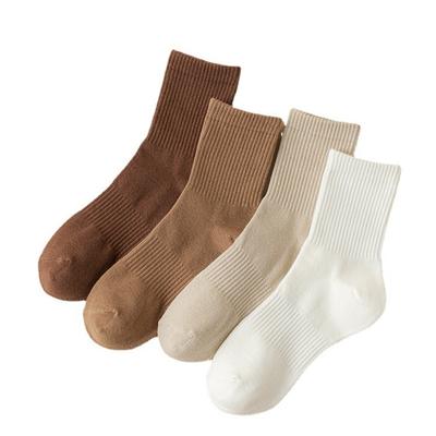 Coffee-colored Mid-calf Women's Autumn and Winter Trendy High-elastic Women's Socks and Simple Socks