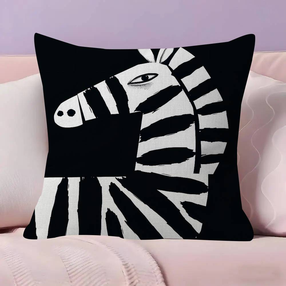 Abstract Line Black And White Zebra Cushion Cover Car Throw Pillow Case For Sofa Car Christmas Gift
