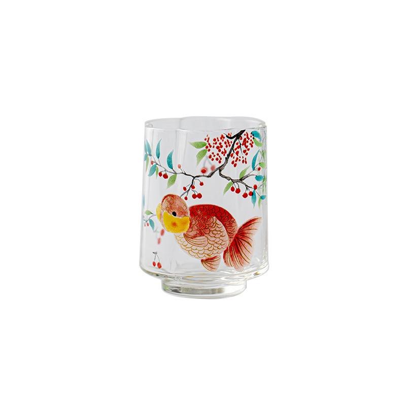 Glass Master Tea Cup Heat Resistant Transparent Lovely Fish Design Personal Tasting Cup for Women Green Tea Serving