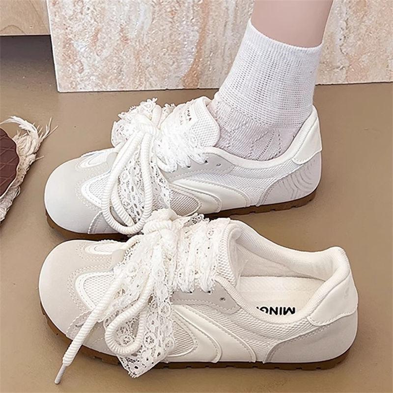 Summer new round head lace-up versatile little white shoes casual style mint mambo