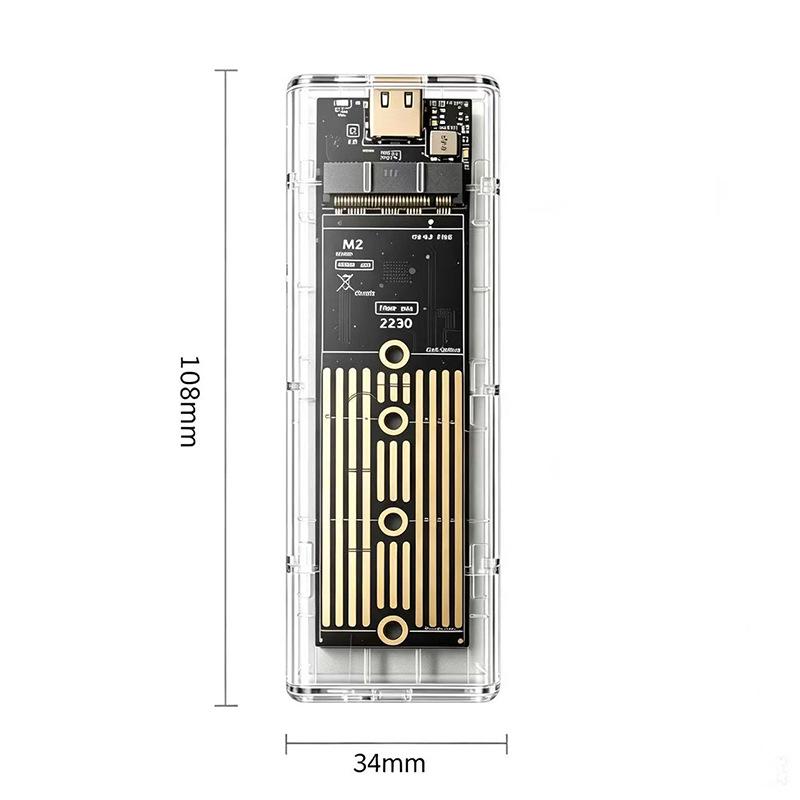 Transparent NVMe M.2 SSD Enclosure, 10Gbps Laptop Mobile Box