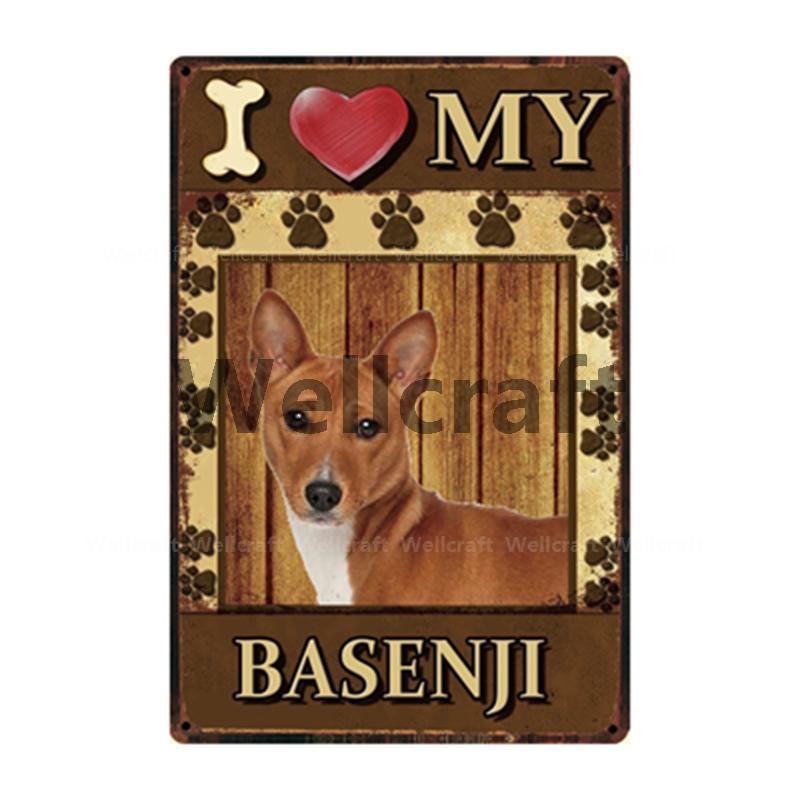 [ WellCraft ] I Love My Dog Border Collie Pug Labrador Metal Sign Tin Poster Home Decor Bar Wall Art Painting 20*30 CM Sizer  L6