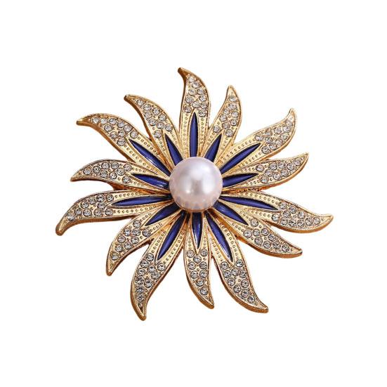 Sunflower Shape Brooch Pin Inlaid Brooch Pin for Women Rhinestones for Dress Coat A