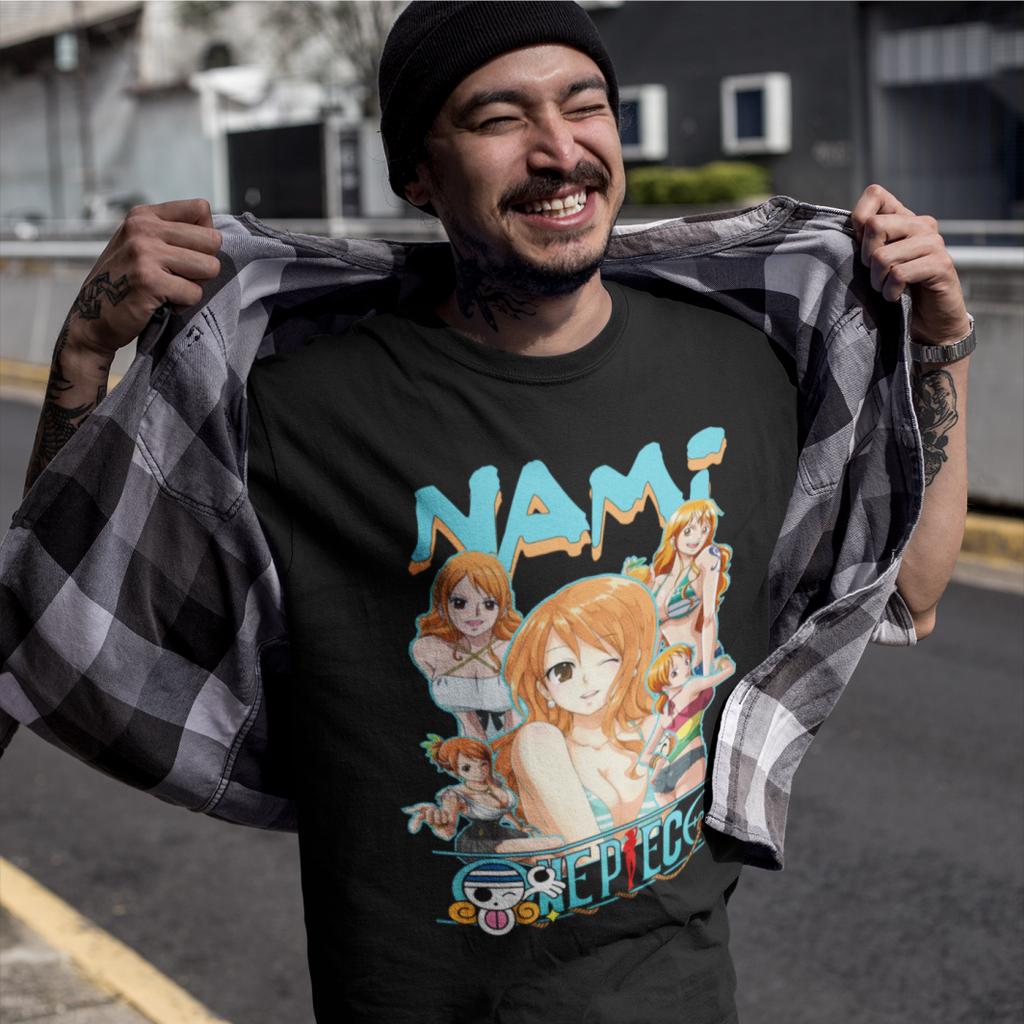 ONE PIECE Nami Anime Japanese Men Women Summer T-shirt Oversized Harajuku Oversized Retro Print Short Sleeve Casual Comfort Y2k