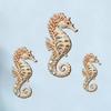 3Pcs Seahorse Wooden Wall Hanging Set, Hawaiian Beach Style, Boxwood Crafted Tropical Party Decor, Coastal Home Bath Ornament, Gift for Beach Lovers