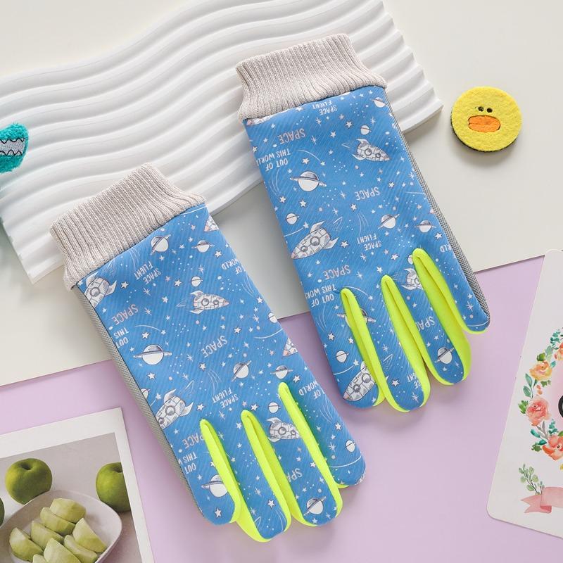 

Children s gloves Winter boys and girls fleece warm anti-splashing windproof thickened winter outdoor play snow cold gloves One Size